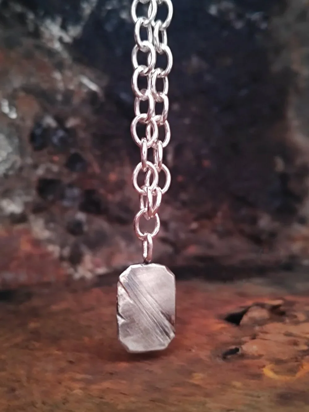 Handmade Sterling Silver Engravable Pendant Necklace – Thick Link Chain